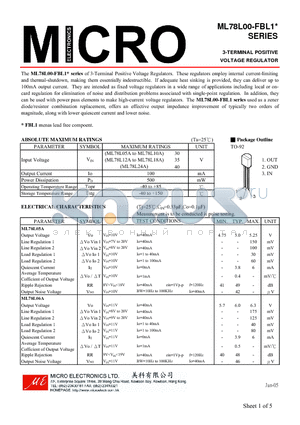 ML78L18A datasheet - 3-TERMINAL POSITIVE VOLTAGE REGULATOR