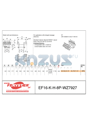EF16-K-H-8P-WZ7927 datasheet - COIL FORMER