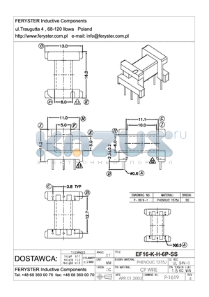 EF16-K-H-6P-SS datasheet - COIL FORMER