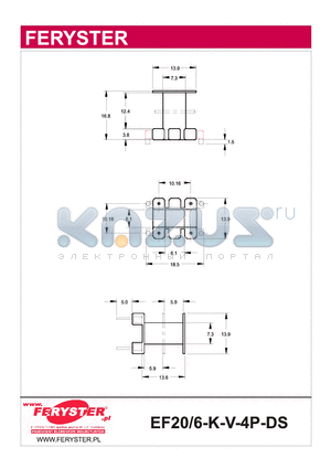 EF20-6-K-V-4P-DS datasheet - COIL FORMER