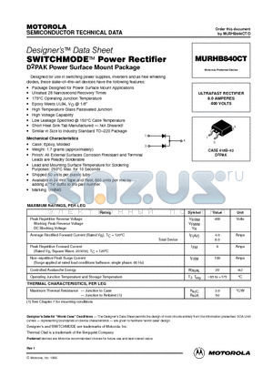 MURHB840CT datasheet - ULTRAFAST RECTIFIER 8.0 AMPERES 400 VOLTS