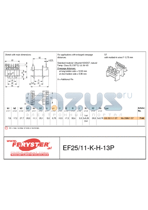 EF25-11-K-H-13P datasheet - COIL FORMER