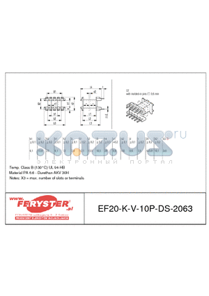 EF20-K-V-10P-DS-2063 datasheet - COIL FORMER