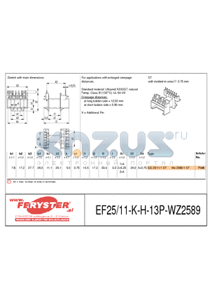 EF25-11-K-H-13P-WZ2589 datasheet - COIL FORMER