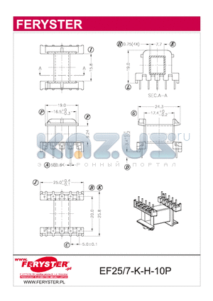 EF25-7-K-H-10P datasheet - COIL FORMER