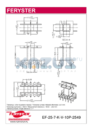 EF25-7-K-V-10P-2549 datasheet - COIL FORMER