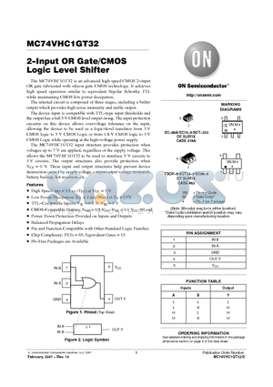 MC74VHC1GT32DTT1 datasheet - 2−Input OR Gate/CMOS Logic Level Shifter