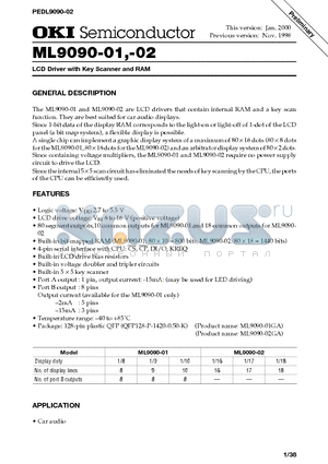 ML9090-01- datasheet - LCD Driver with Key Scanner and RAM