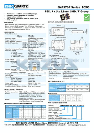 EF576P33-204.80-2.5-30 datasheet - PECL 7 x 5 x 2.8mm SMD, F Group