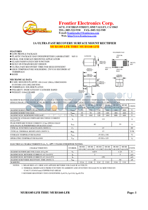 MURS115-LFR datasheet - 1A ULTRA FAST RECOVERY SURFACE MOUNT RECTIFIER