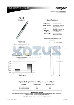 P211 datasheet - Penlight