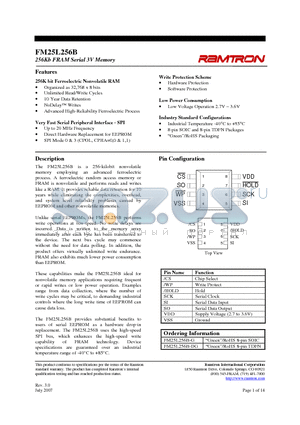 FM25L256B-DG datasheet - 256Kb FRAM Serial 3V Memory