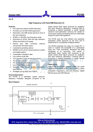 P2160A-08SR datasheet - High Frequency LCD Panel EMI Reduction IC