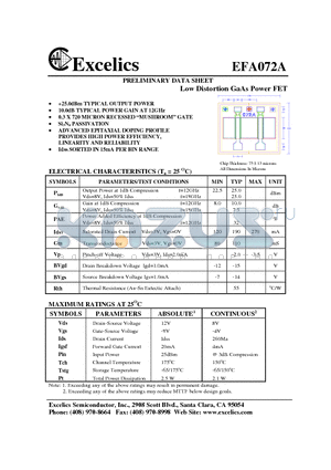 EFA072A datasheet - Low Distortion GaAs Power FET