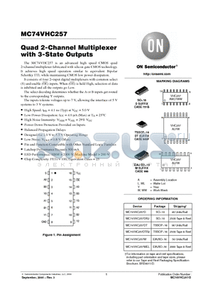 MC74VHC257DT datasheet - Quad 2-Channel Multiplexer with 3-State Outputs