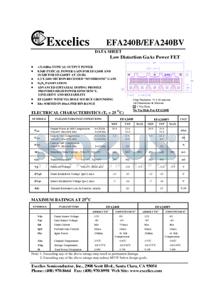 EFA240BV datasheet - Low Distortion GaAs Power FET