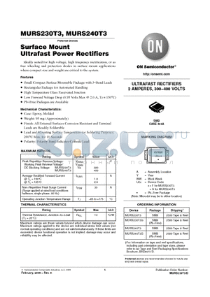 MURS230T3 datasheet - ULTRAFAST RECTIFIERS 2 AMPERES,