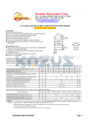 MURS220 datasheet - 2A ULTRA FAST RECOVERY SURFACE MOUNT RECTIFIER