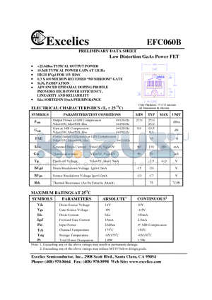 EFC060B datasheet - Low Distortion GaAs Power FET