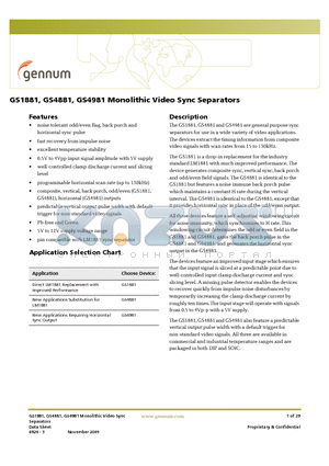 GS1881 datasheet - Monolithic Video Sync Separators