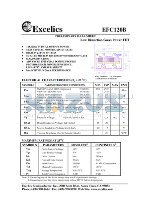 EFC120B datasheet - Low Distortion GaAs Power FET