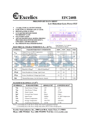 EFC240B datasheet - Low Distortion GaAs Power FET