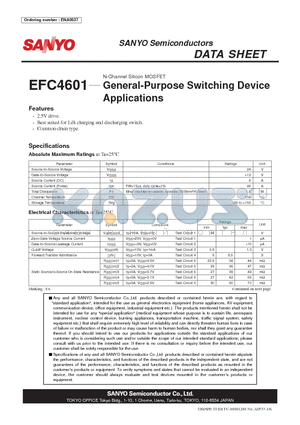 EFC4601 datasheet - N-Channel Silicon MOSFET General-Purpose Switching Device Applications