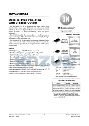 MC74VHC374DTR2G datasheet - Octal D-Type Flip-Flop with 3-State Output