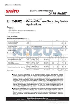 EFC4602 datasheet - N-Channel Silicon MOSFET General-Purpose Switching Device Applications