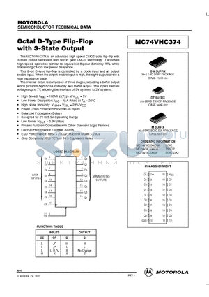 MC74VHC374DW datasheet - Octal D-Type Flip-Flop with 3-State Output
