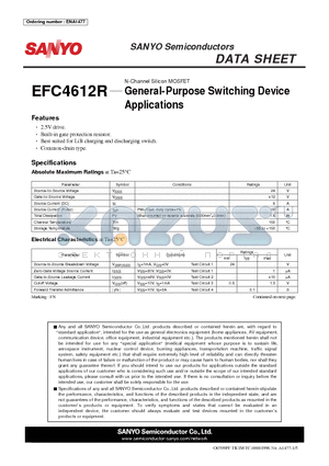 EFC4612R datasheet - N-Channel Silicon MOSFET General-Purpose Switching Device Applications