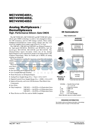 MC74VHC4051 datasheet - Analog Multiplexers/Demultiplexers