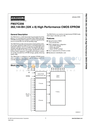 FM27C256Q90 datasheet - 262,144-Bit (32K x 8) High Performance CMOS EPROM