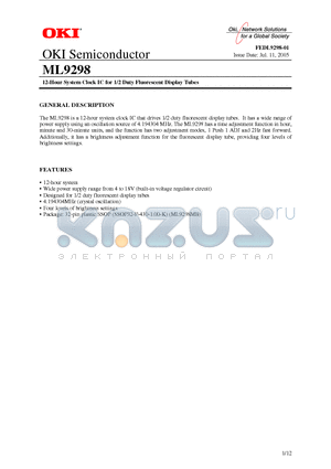 ML9298MB datasheet - ML9298MB