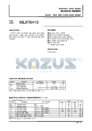 ML976H10 datasheet - InGaAsP-MQW HIGH POWER LASER DIODES