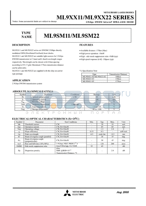 ML9SM11 datasheet - 2.5Gbps DWDM InGaAsP DFB-LASER DIODE