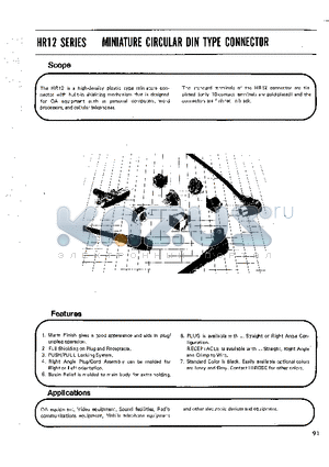 HR12-10PC-8P datasheet - HR12 SERIES MINIATURE CIRCULAR DIN TYPE CONNECTOR