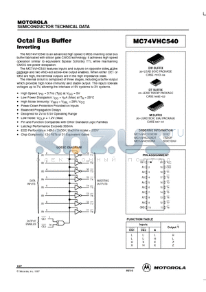 MC74VHC540 datasheet - Octal Bus Buffer