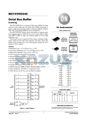 MC74VHC540DTR2G datasheet - Octal Bus Buffer