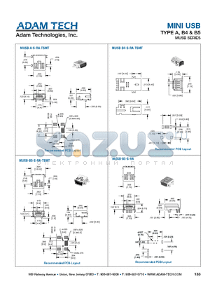 MUSB-B4-S-RA-TSMT datasheet - MINI USB TYPE A, B4 & B5