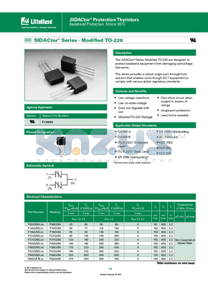 P2202AALXX datasheet - The SIDACtor^ Series Modified TO-220 are designed to protect baseband