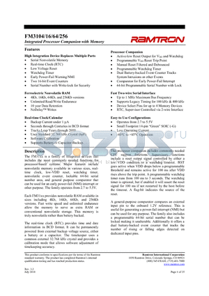 FM3104-G datasheet - Integrated Processor Companion with Memory