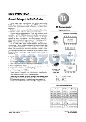 MC74VHCT00A datasheet - Quad 2-Input NAND Gate