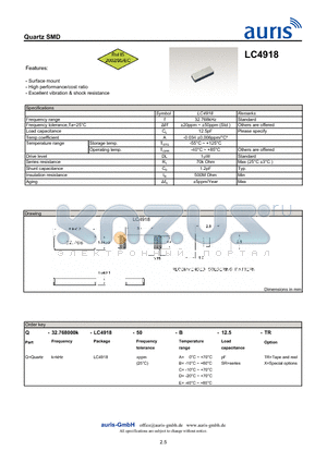 LC4918 datasheet - Quartz SMD