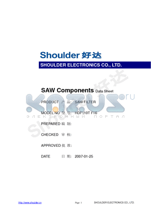 HDF110T datasheet - SAW FILTER