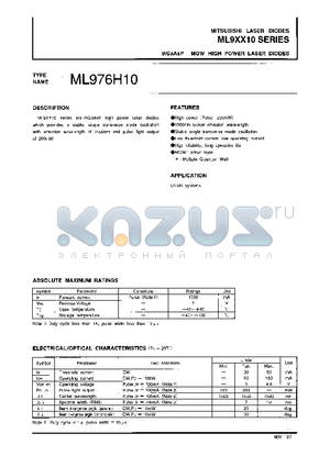 ML9XX10 datasheet - InGaAsP-MQW HIGH POWER LASER DIODES