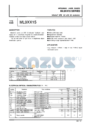 ML9XX15 datasheet - InGaAsP DFB-LD with EA modulator