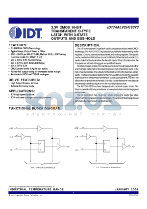 IDT74ALVCH16373PA datasheet - 3.3V CMOS 16-BIT TRANSPARENT D-TYPE LATCH WITH 3-STATE OUTPUTS AND BUS-HOLD