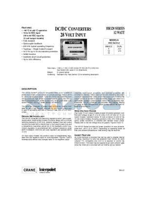 HR122-2815 datasheet - DC/DC CONVERTERS 28 VOLT INPUT