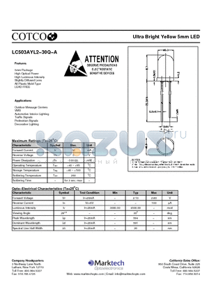 LC503AYL2-30Q-A datasheet - Ultra Bright Yellow 5mm LED